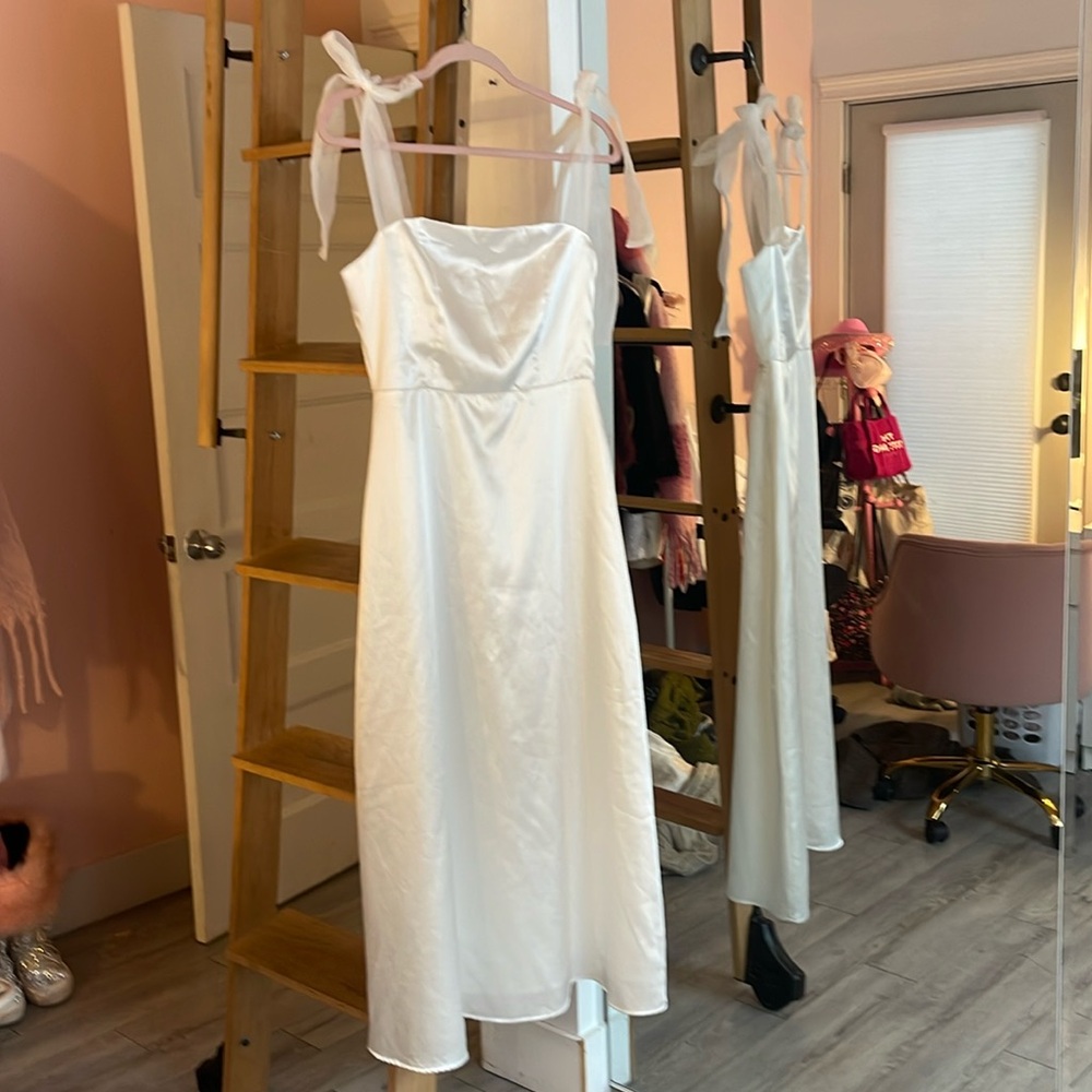 White satin dress